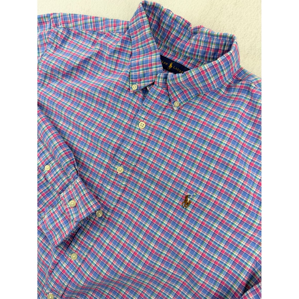 Polo Ralph Lauren Men's XL Plaid Button Down Shirt Blue Pink Green Pony